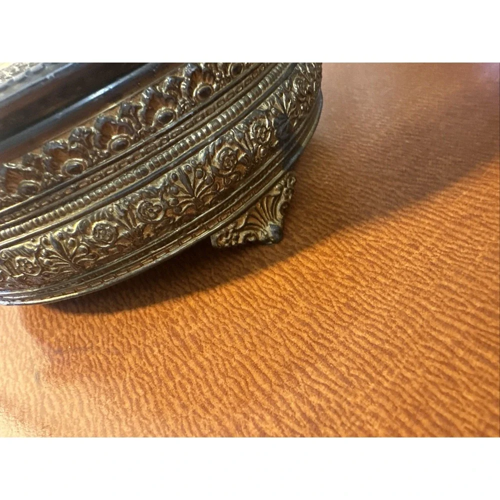 Antique Brass PNCW Triple Divided covered Trinket/Candy Dish‎